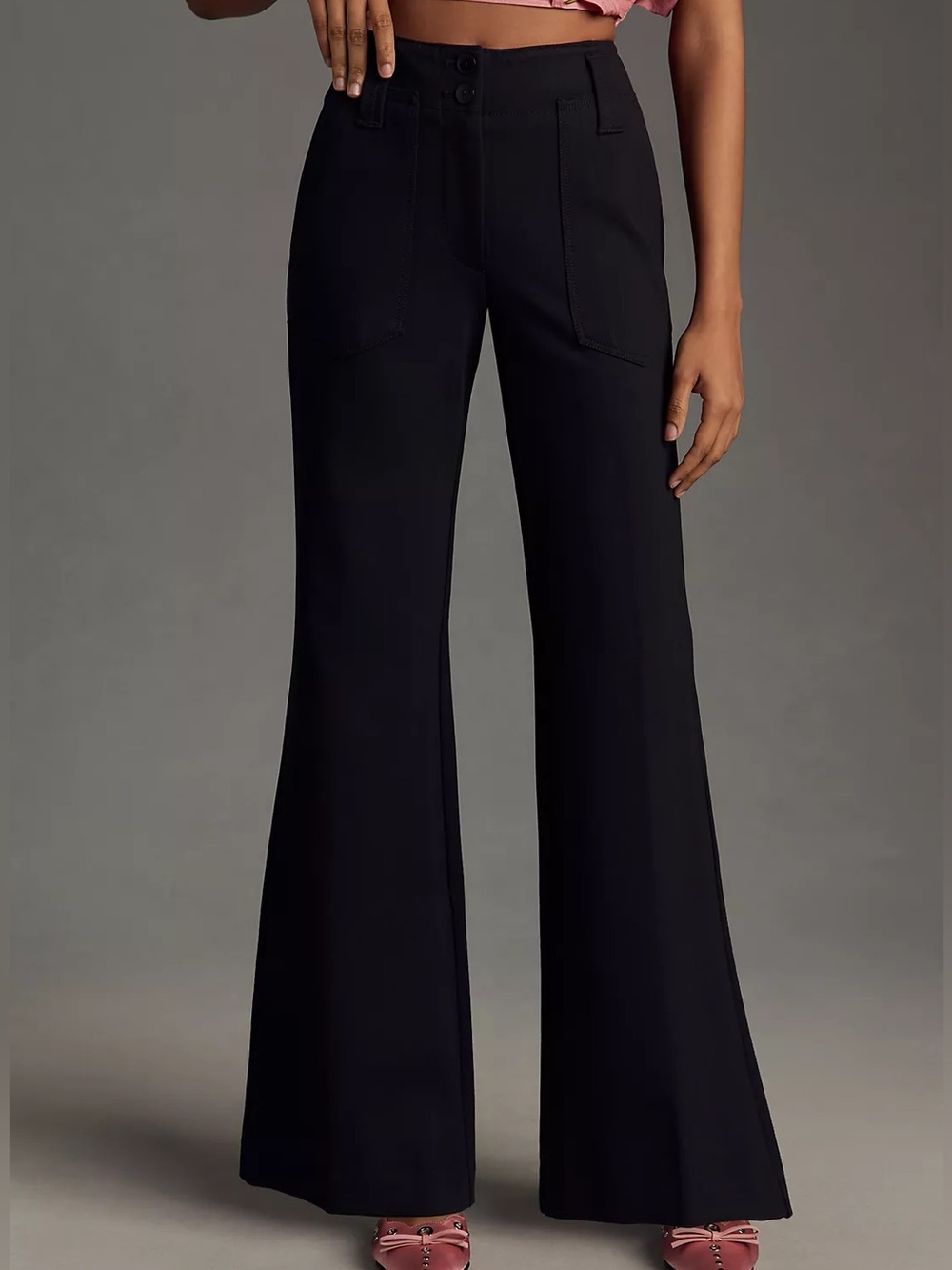 Anthropologie Maeve Naomi Ponte Pants - Black Wide Leg Flare Pants